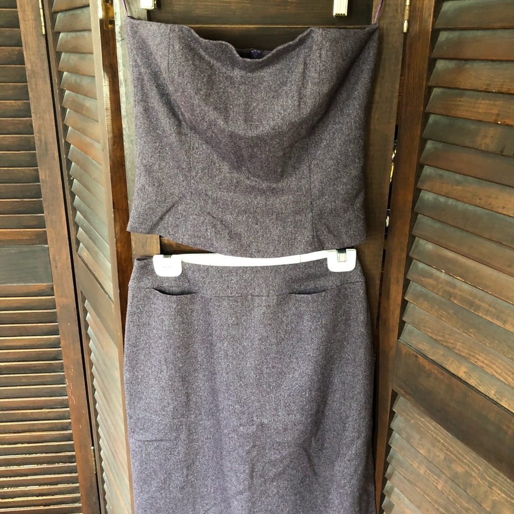 Hennes Collection 70% wool blend skirt set with strapless top.